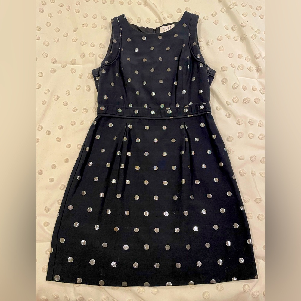 Black with chrome polka dots sleeveless dress